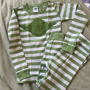 Hanna Andersson Star Wars Pajama Set Green White 6-7 Long Sleeve Unisex